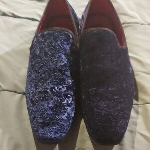 Men's Velvet Slip-On Shoes - Dark Blue
